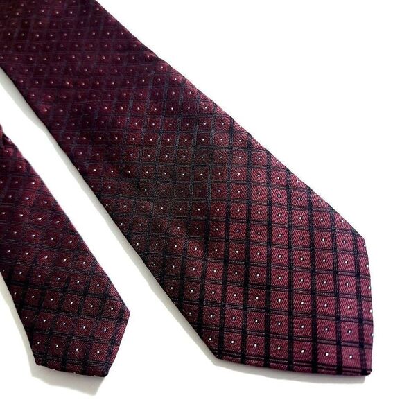 Jos A Bank Signature Collection Purple Woven Check‎ Skinny Silk Tie - Picture 1 of 6